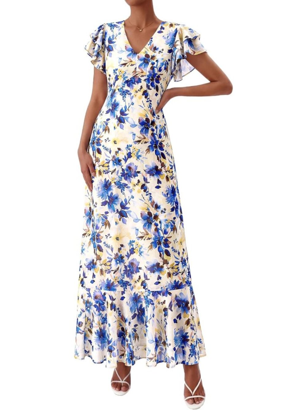Boho Floral Maxi Dress for Women - Summer Beach Style, Lightweight & Flowing